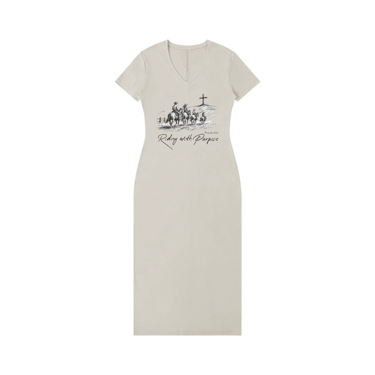 Women's V-Neck Short Sleeve Maxi Dress