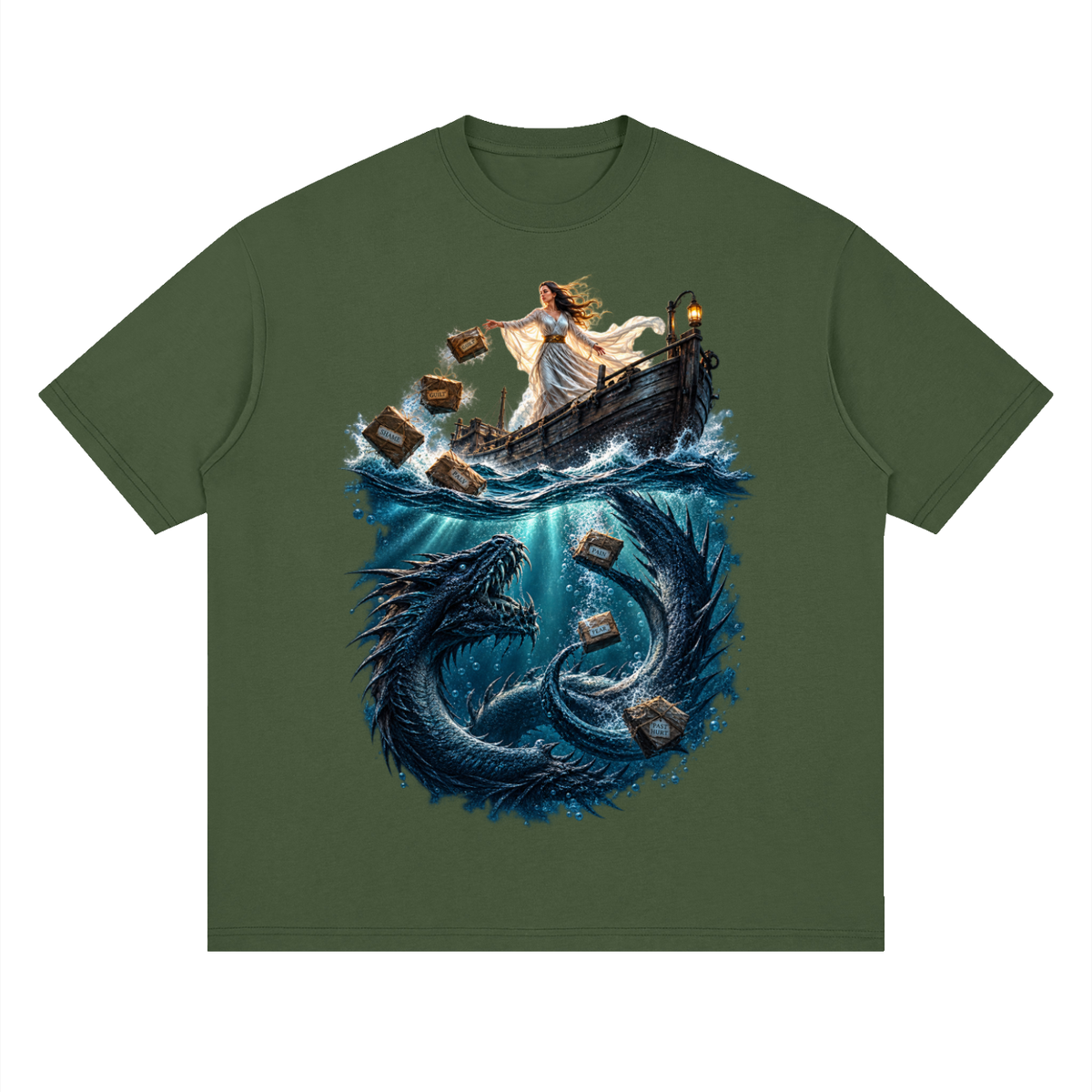 Streetwear Loose Drop Shoulder T-Shirt Sea of forgetfulness