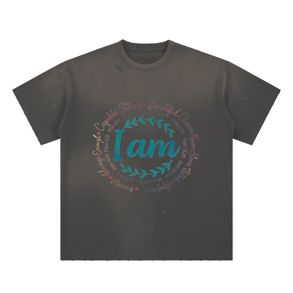 Hand-Frayed Sunfade Paint Splatter T-Shirt I am