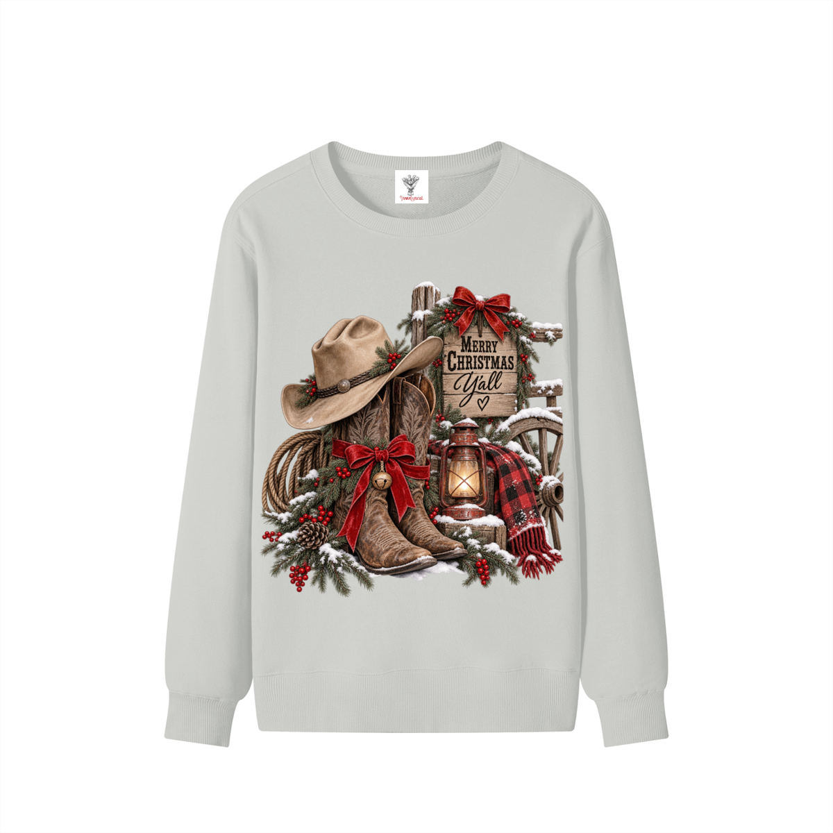 Classic Unisex Cotton Sweatshirt Western Merry Christmas yall