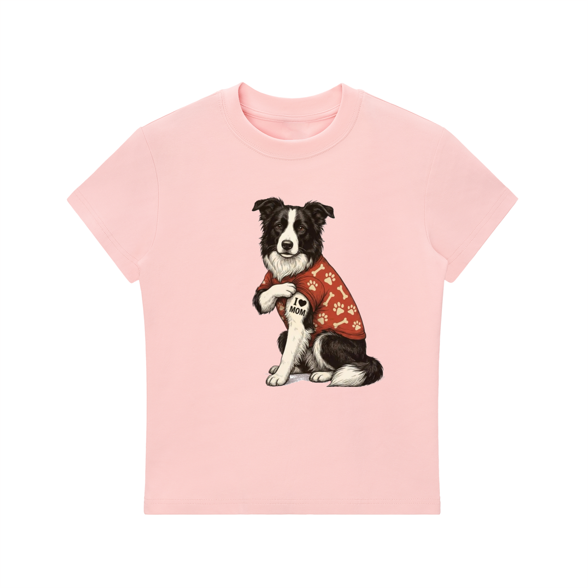 Essential Bodycon Crewneck T-Shirt border collie mom tattoo