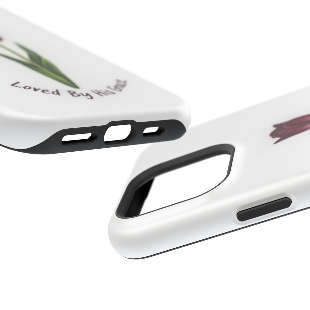 Impact-Resistant Phone Case — “Loved By His Grace” Tulip Design