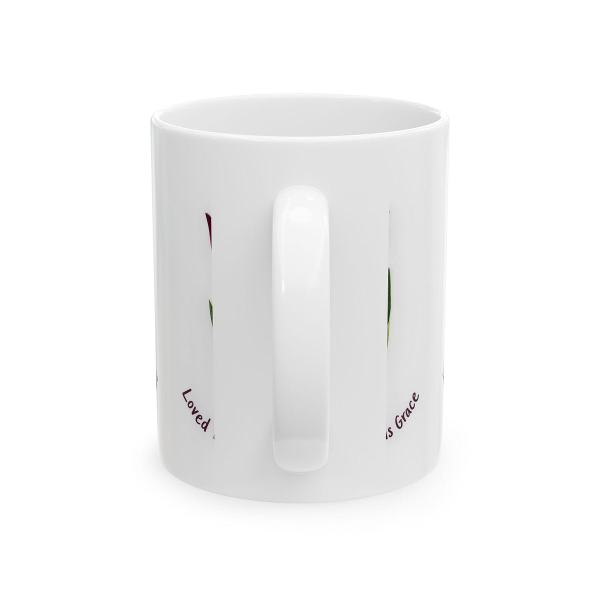 Tulip 'Loved By His Grace' Ceramic Mug — Faith-Inspired Floral Coffee Cup (11oz/15oz)