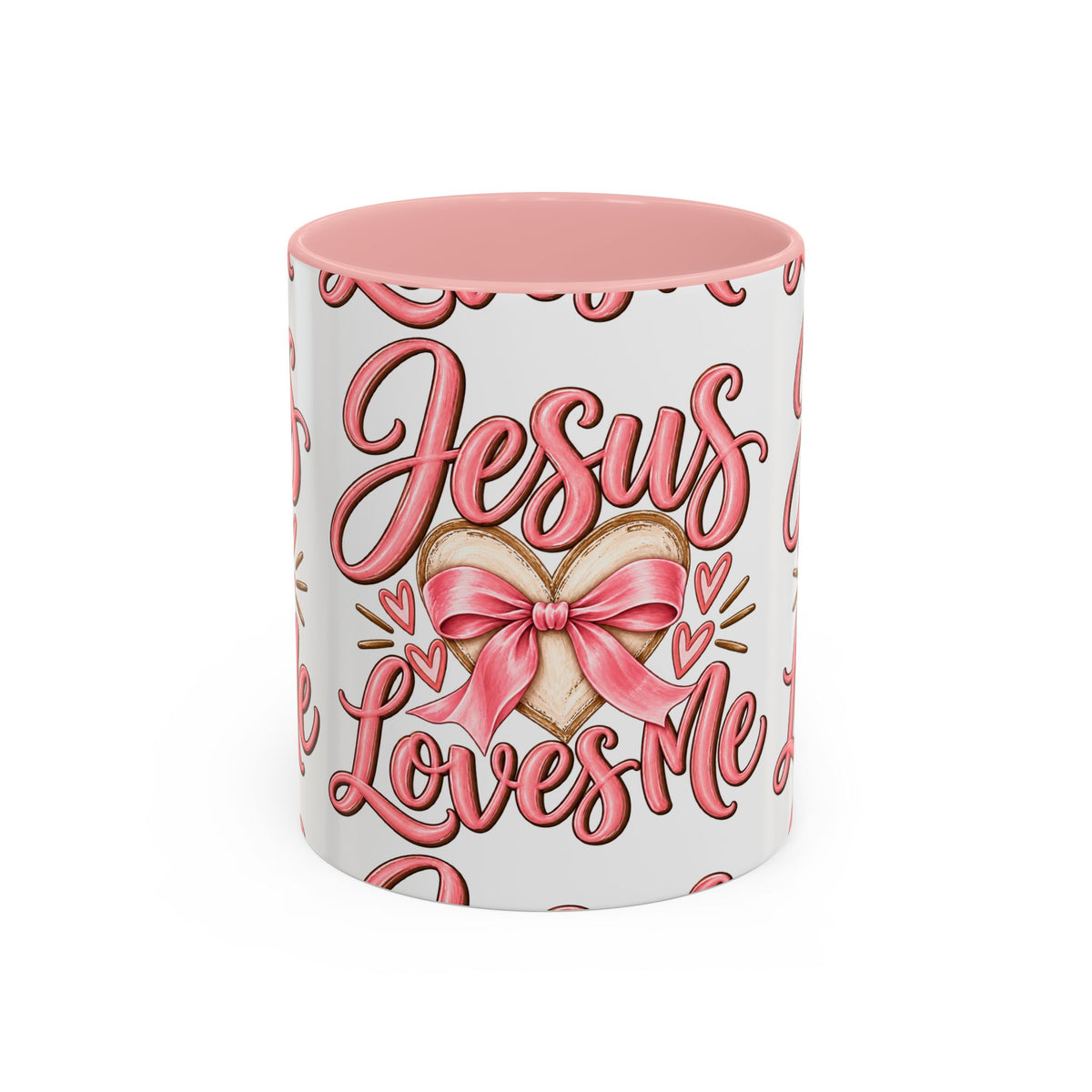 Jesus Loves Me Pink Heart Accent Coffee Mug – Christian Valentine Gift (11/15oz)