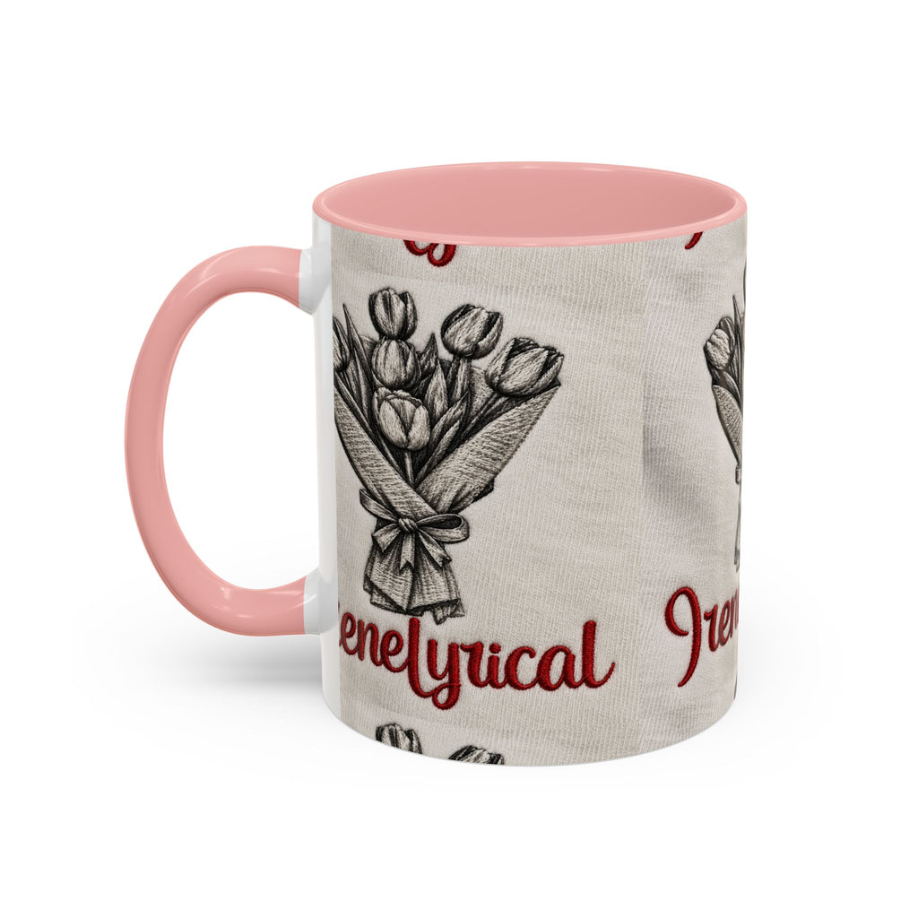 IreneLyrical Floral Accent Coffee Mug – Tulip Bouquet Design (11/15 oz)