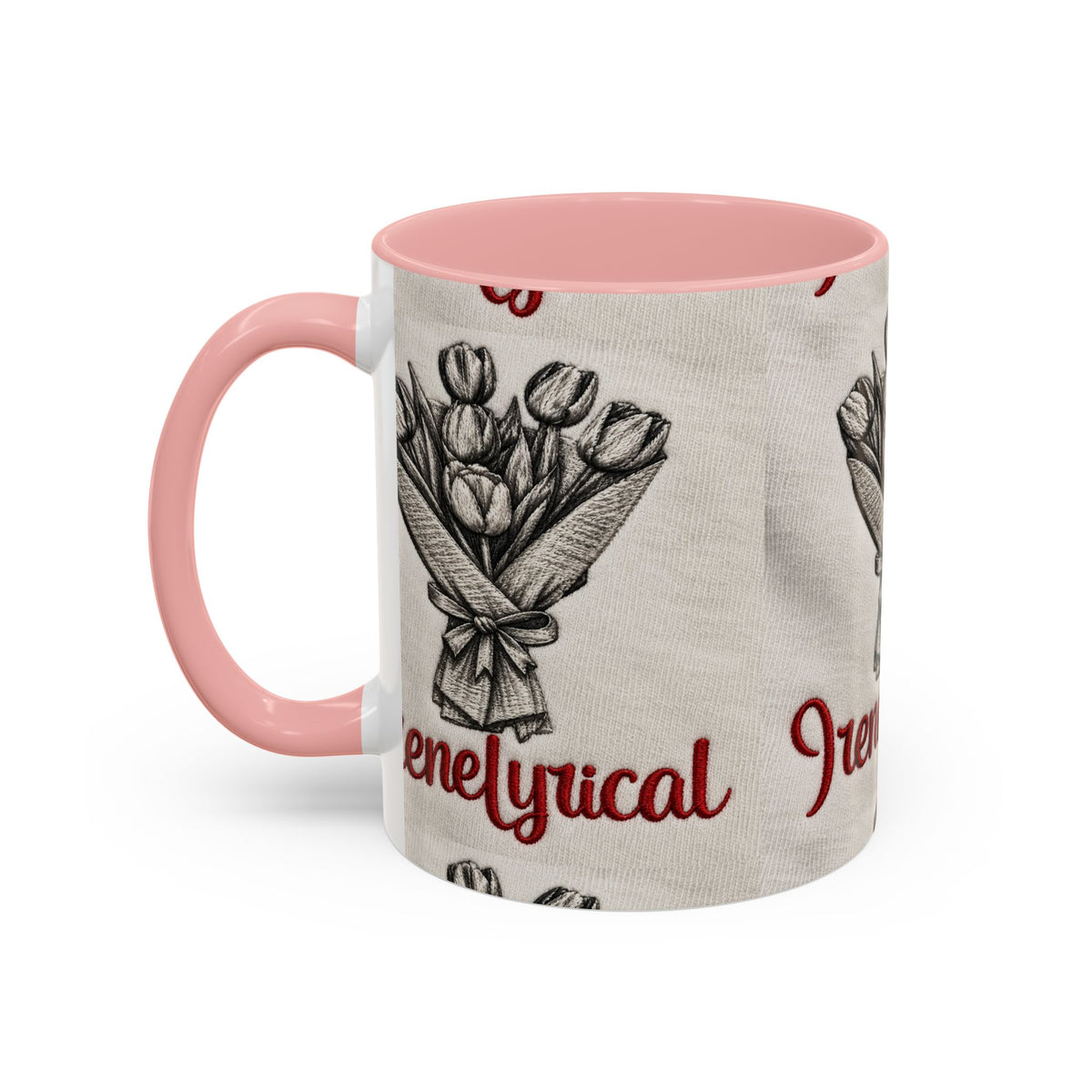 IreneLyrical Floral Accent Coffee Mug – Tulip Bouquet Design (11/15 oz)