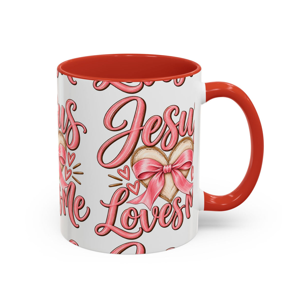 Jesus Loves Me Pink Heart Accent Coffee Mug – Christian Valentine Gift (11/15oz)