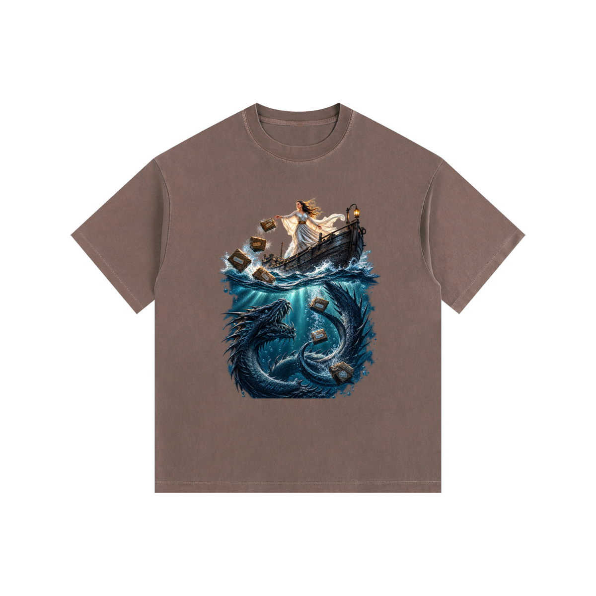 Vintage Washed Oversized Cotton T-Shirt Sea of forgetfulness