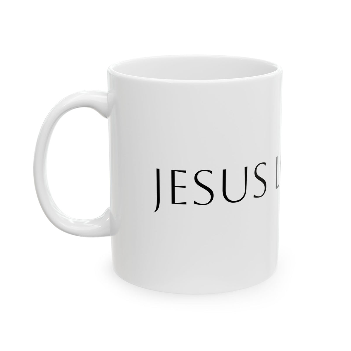 Minimalist 'Jesus Loves Me' Ceramic Mug — 11oz & 15oz Inspirational Coffee Cup