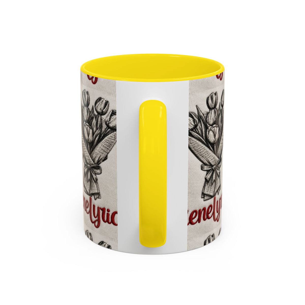 IreneLyrical Floral Accent Coffee Mug – Tulip Bouquet Design (11/15 oz)