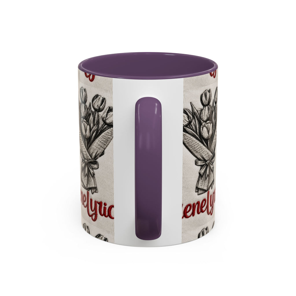 IreneLyrical Floral Accent Coffee Mug – Tulip Bouquet Design (11/15 oz)