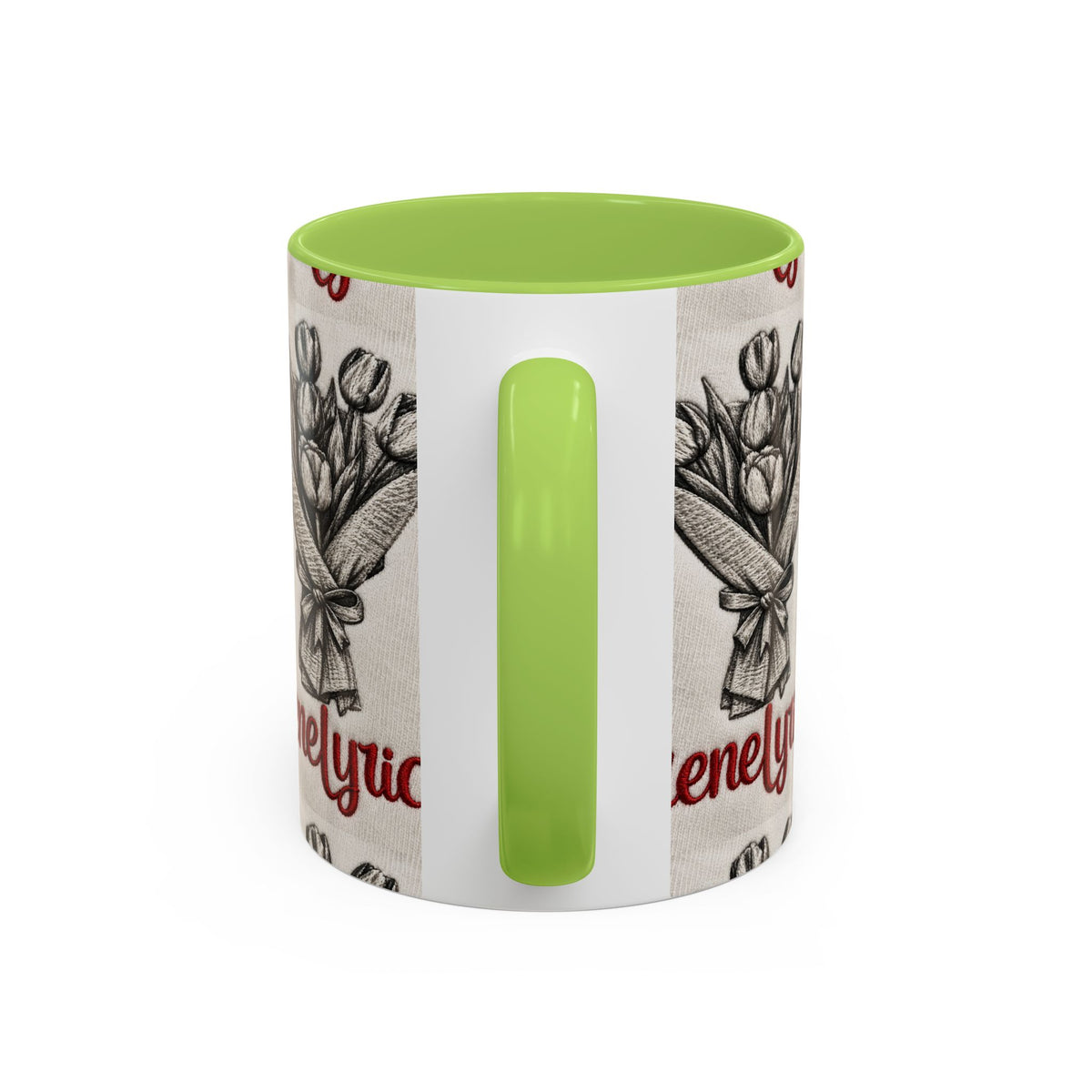 IreneLyrical Floral Accent Coffee Mug – Tulip Bouquet Design (11/15 oz)