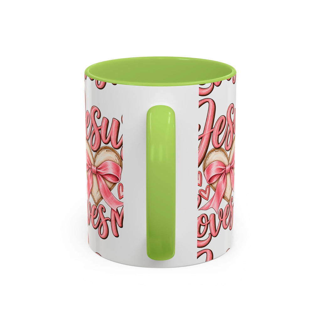 Jesus Loves Me Pink Heart Accent Coffee Mug – Christian Valentine Gift (11/15oz)