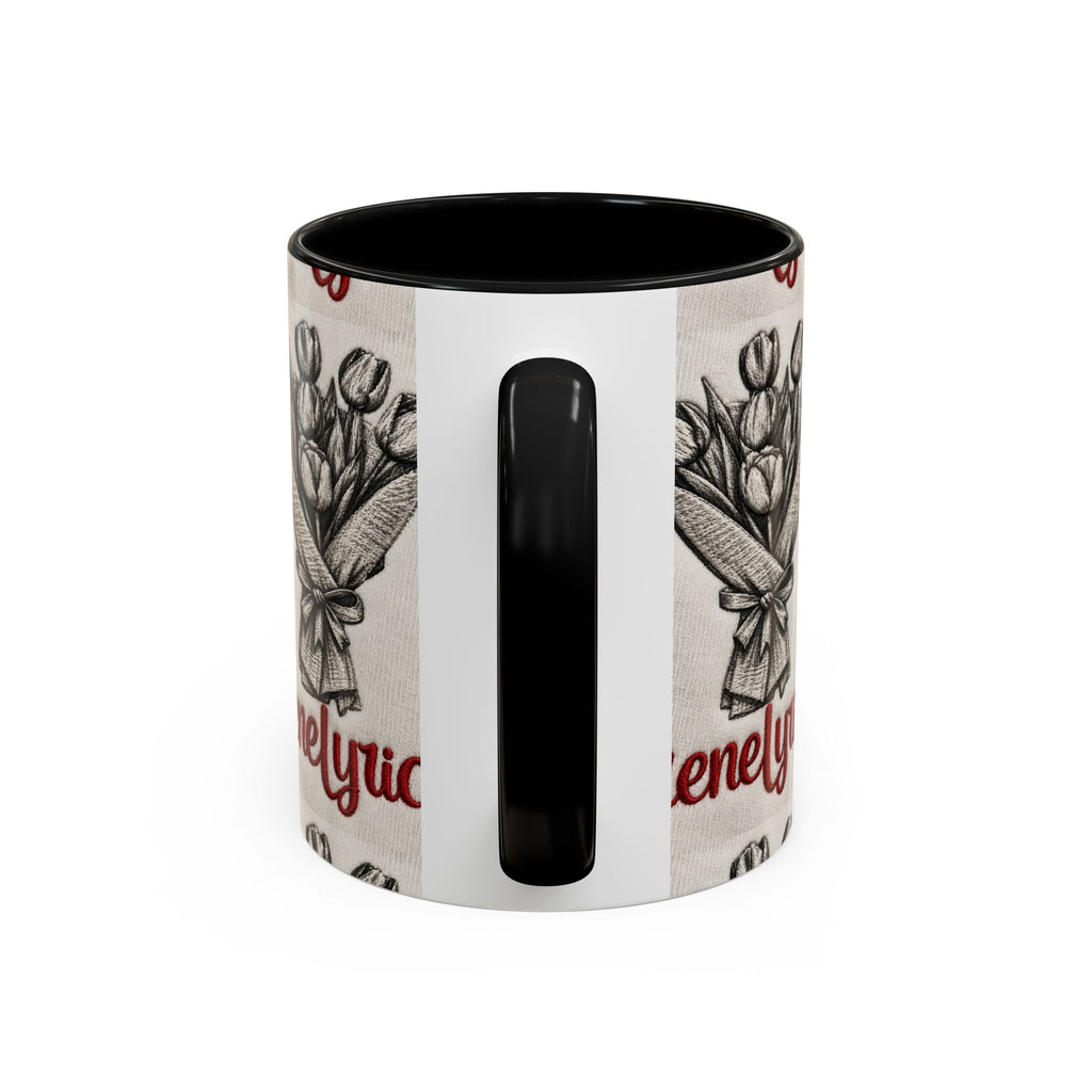 IreneLyrical Floral Accent Coffee Mug – Tulip Bouquet Design (11/15 oz)