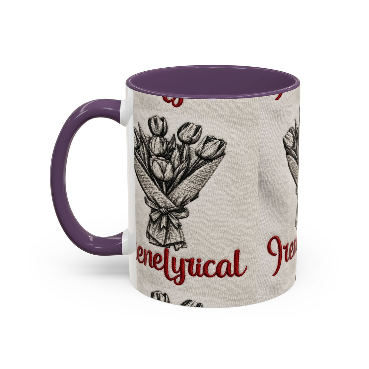 IreneLyrical Floral Accent Coffee Mug – Tulip Bouquet Design (11/15 oz)