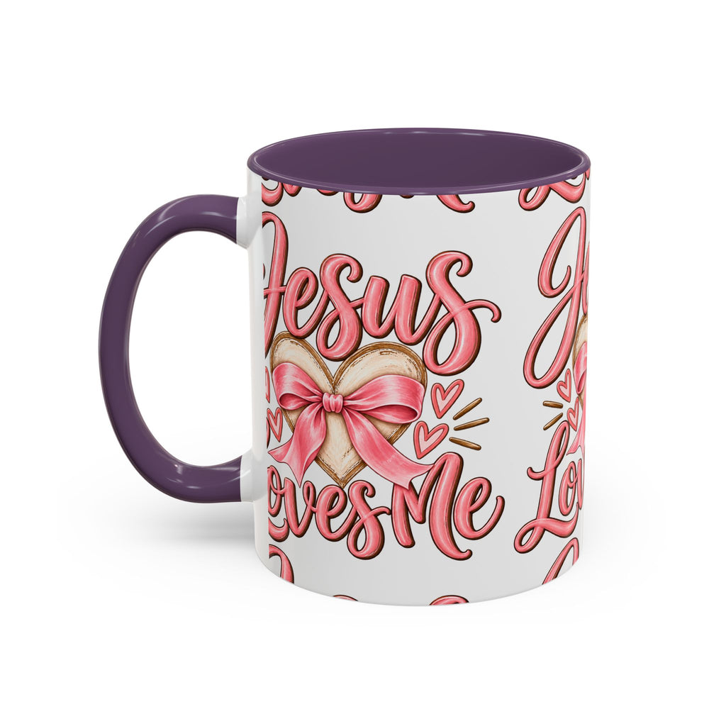 Jesus Loves Me Pink Heart Accent Coffee Mug – Christian Valentine Gift (11/15oz)