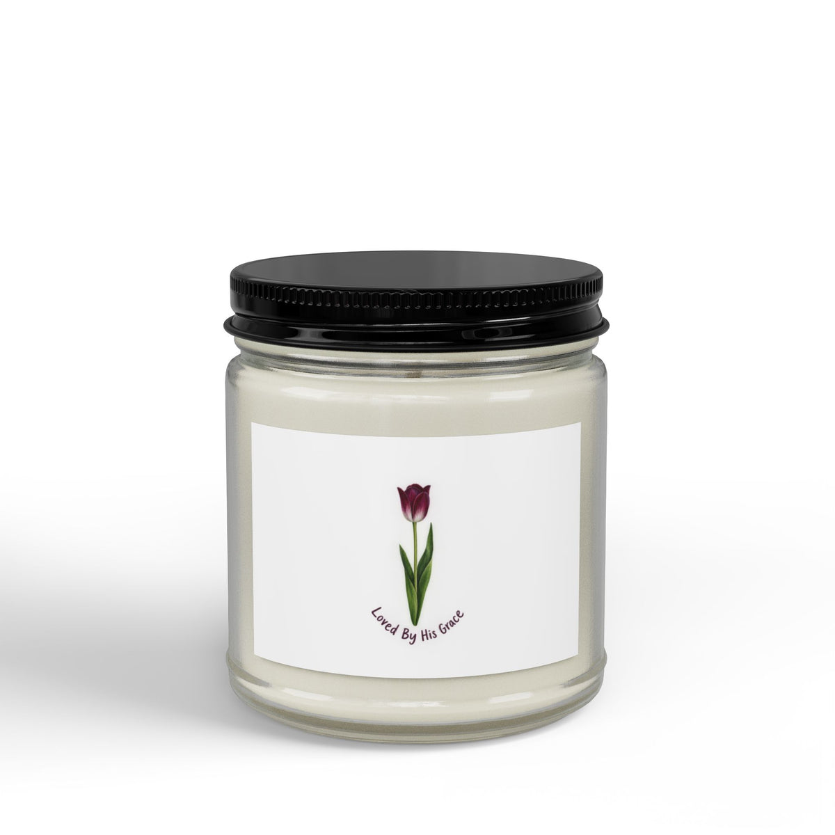 Soy Jar Candle — Tulip Scented Soy Candle with Black Lid (4oz & 9oz)