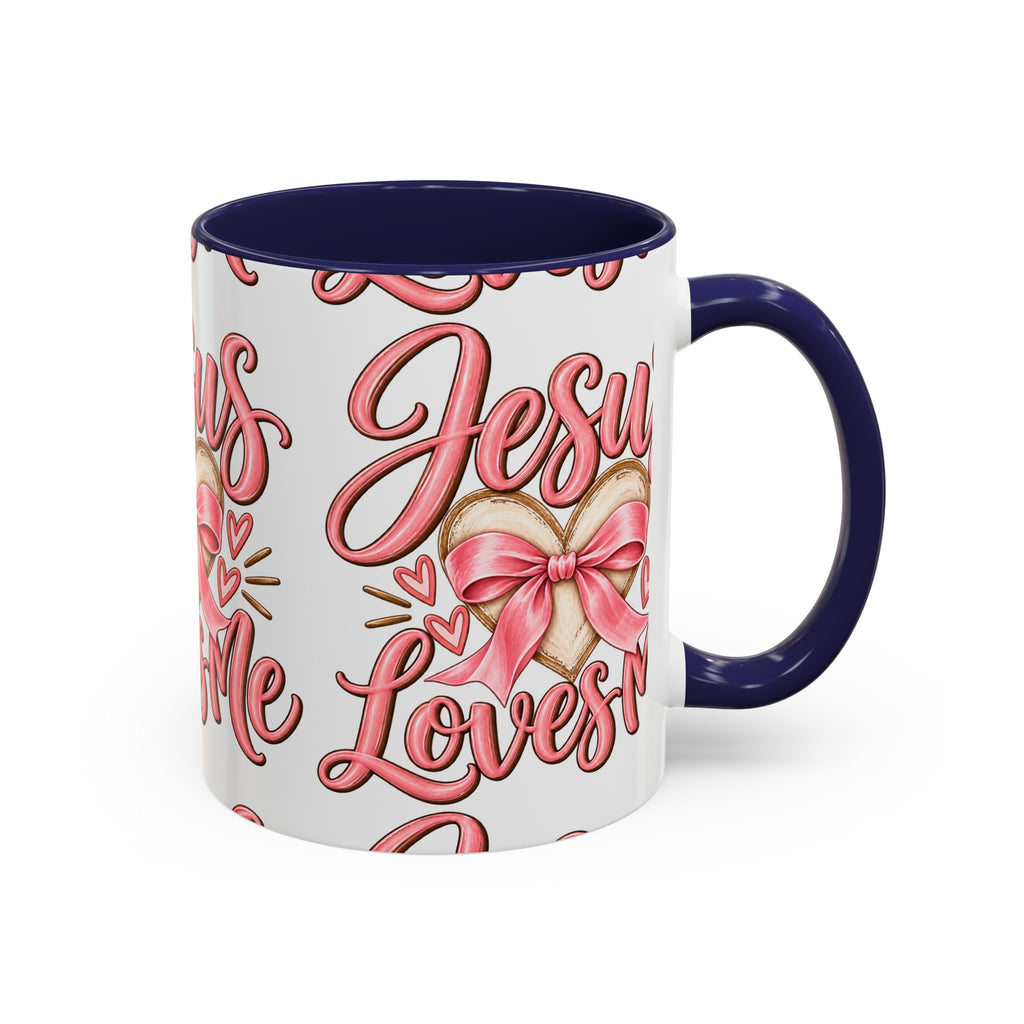 Jesus Loves Me Pink Heart Accent Coffee Mug – Christian Valentine Gift (11/15oz)