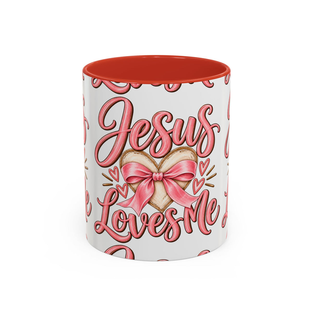 Jesus Loves Me Pink Heart Accent Coffee Mug – Christian Valentine Gift (11/15oz)
