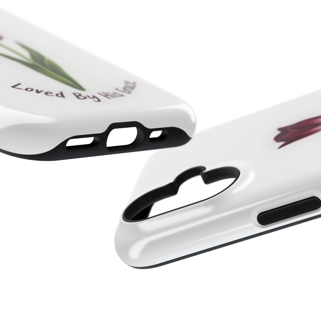 Impact-Resistant Phone Case — “Loved By His Grace” Tulip Design