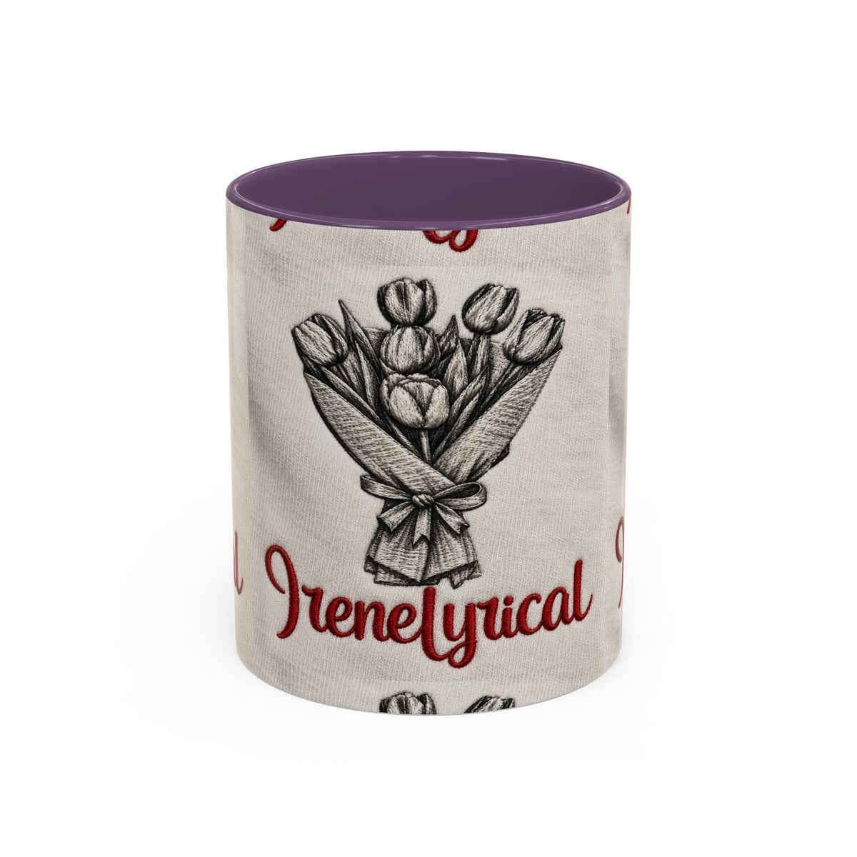 IreneLyrical Floral Accent Coffee Mug – Tulip Bouquet Design (11/15 oz)