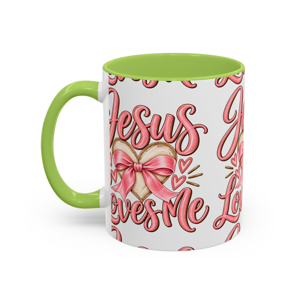 Jesus Loves Me Pink Heart Accent Coffee Mug – Christian Valentine Gift (11/15oz)