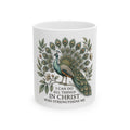 Christian Peacock Mug – "I Can Do All Things in Christ" Inspirational Coffee Cup