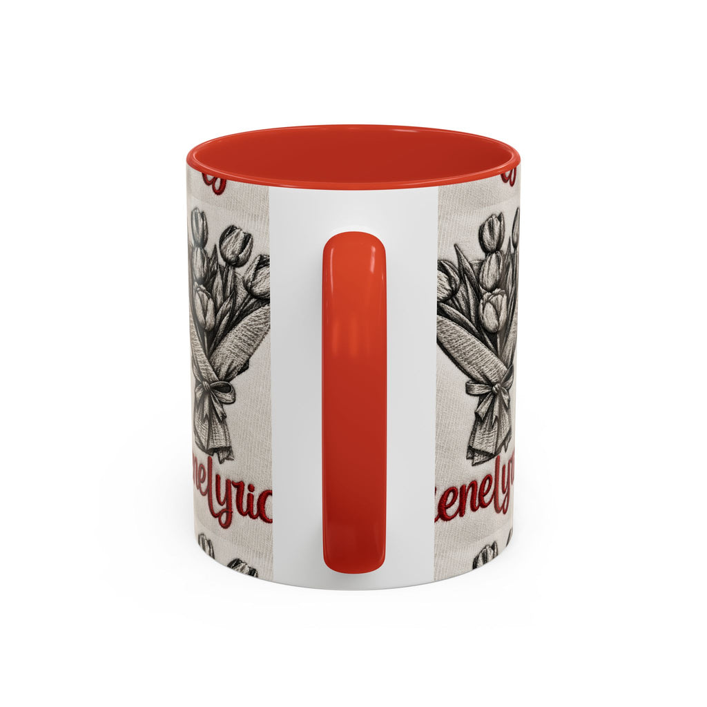 IreneLyrical Floral Accent Coffee Mug – Tulip Bouquet Design (11/15 oz)
