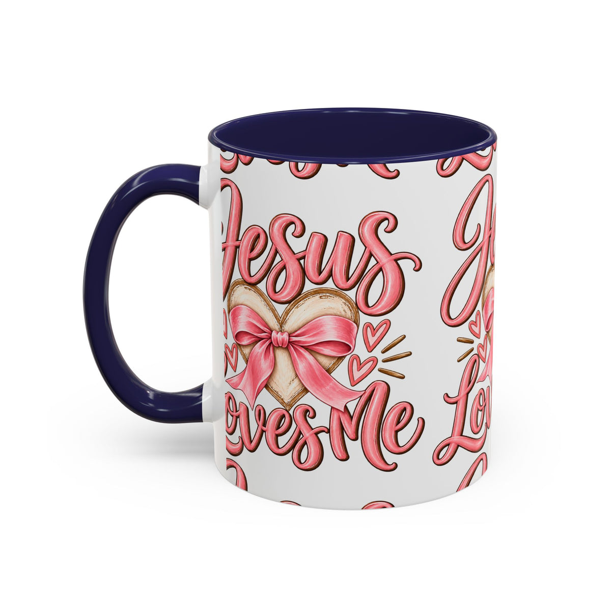 Jesus Loves Me Pink Heart Accent Coffee Mug – Christian Valentine Gift (11/15oz)