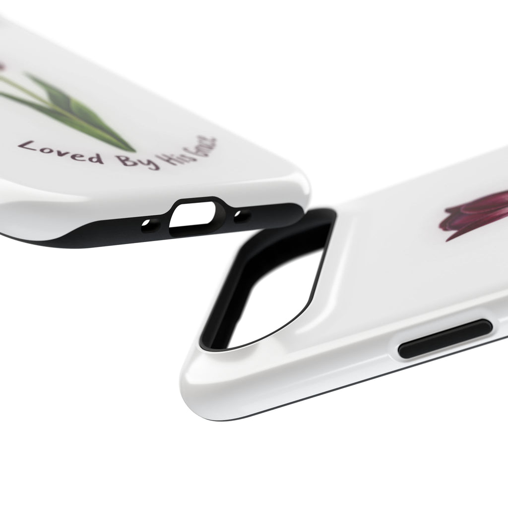 Impact-Resistant Phone Case — “Loved By His Grace” Tulip Design