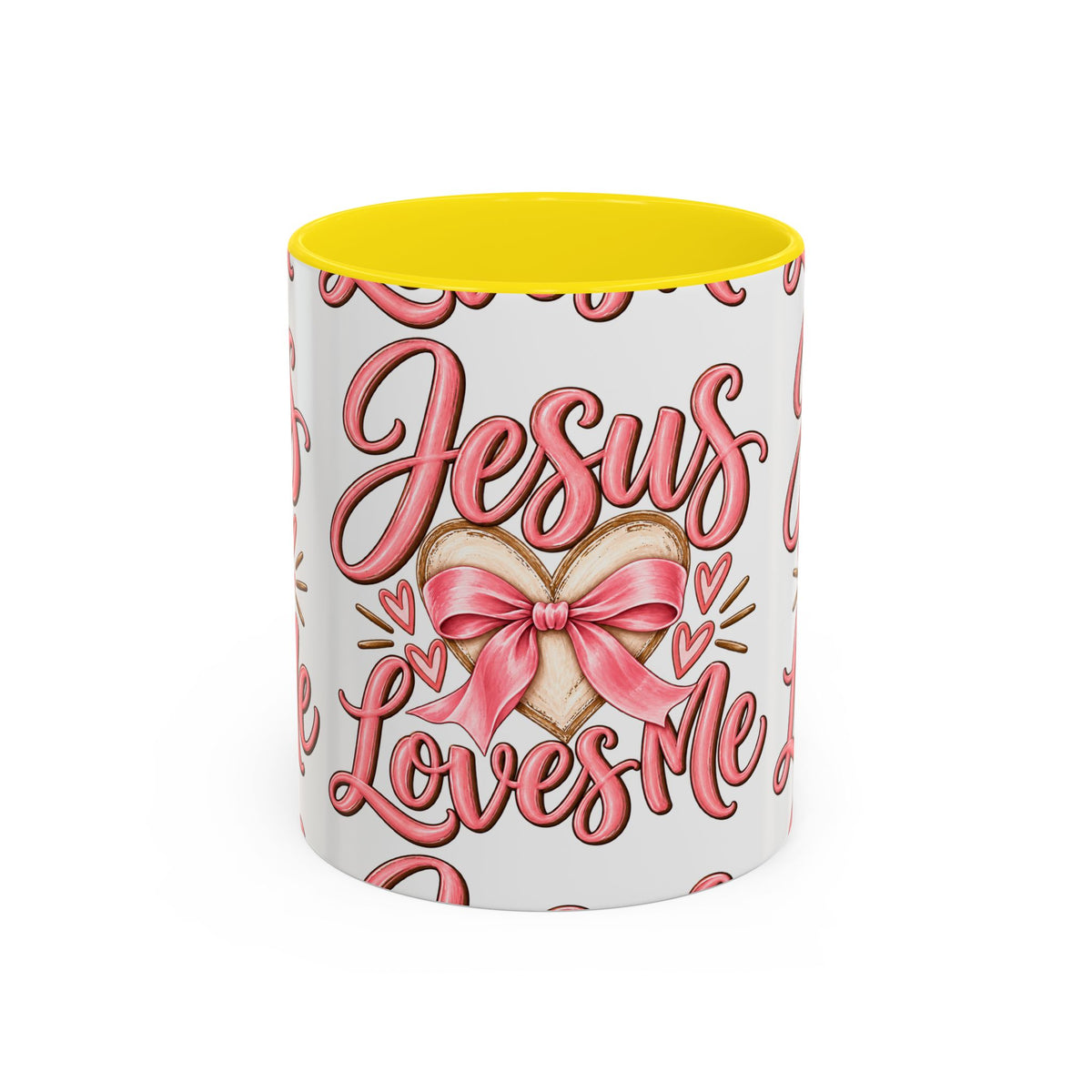 Jesus Loves Me Pink Heart Accent Coffee Mug – Christian Valentine Gift (11/15oz)