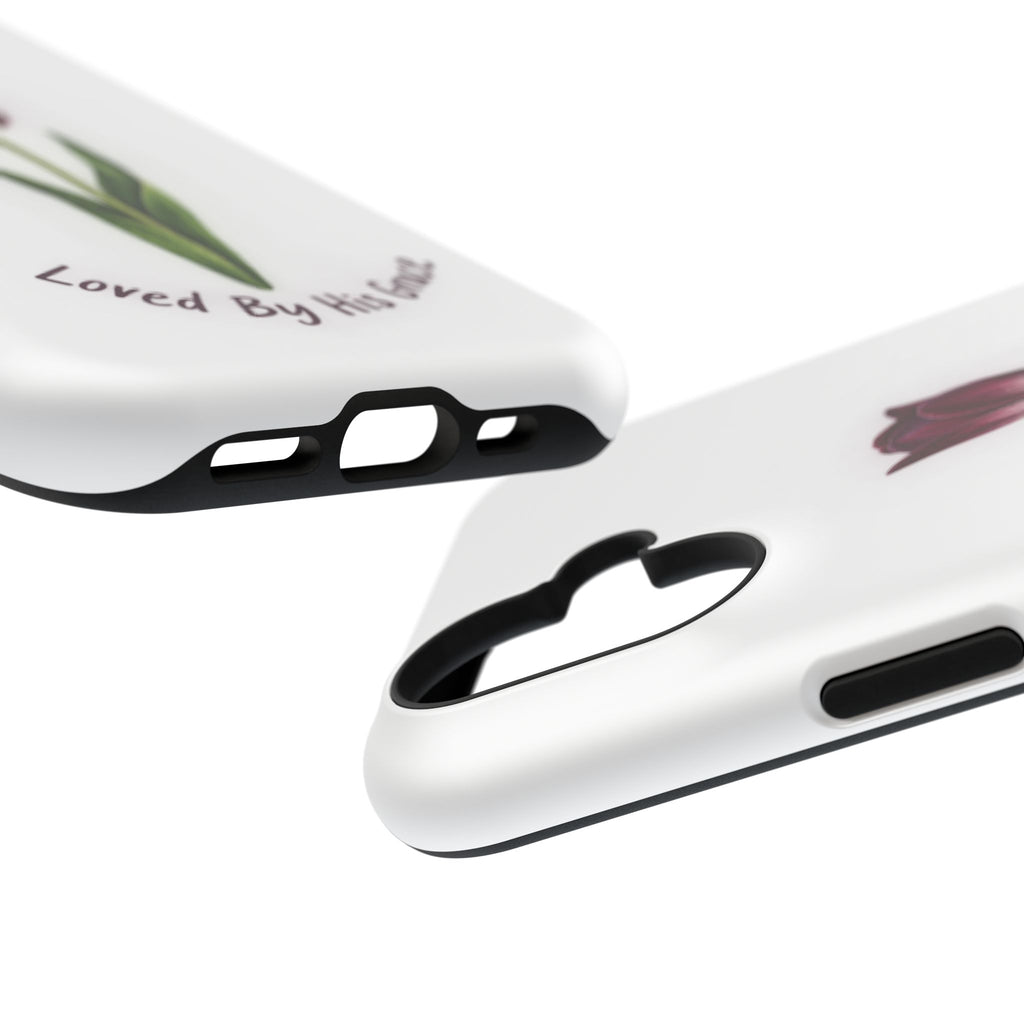 Impact-Resistant Phone Case — “Loved By His Grace” Tulip Design