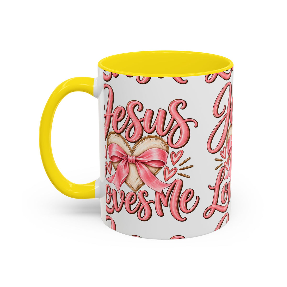 Jesus Loves Me Pink Heart Accent Coffee Mug – Christian Valentine Gift (11/15oz)