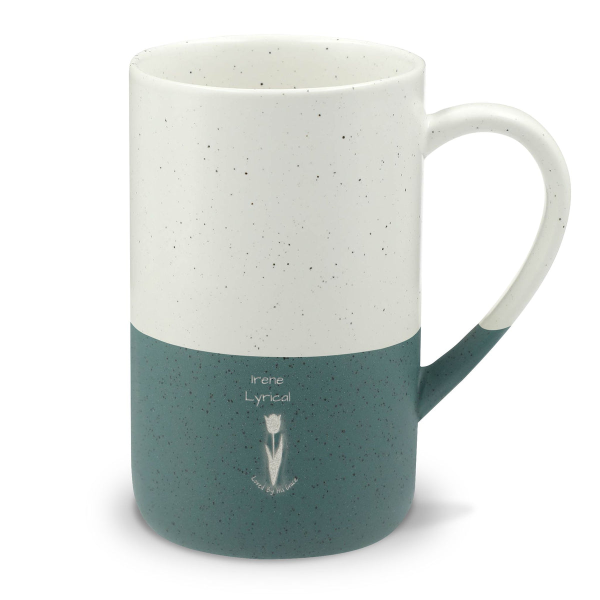 Speckled Ceramic Coffee Mug — 13oz Two-Tone Engraved 'Lyricd' Design