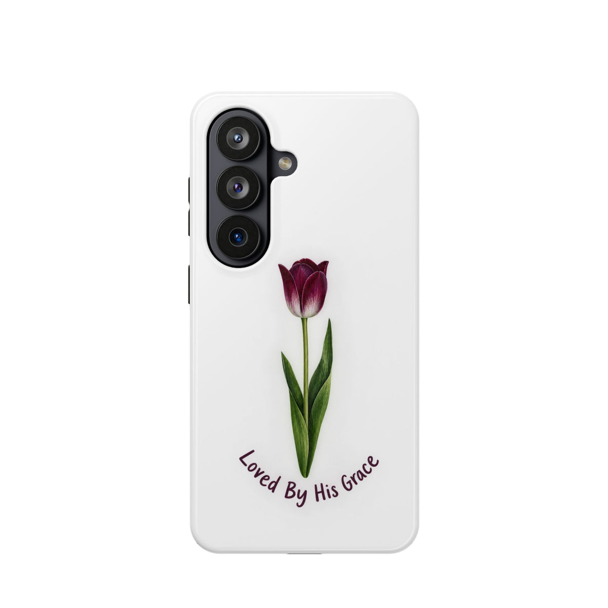 Impact-Resistant Phone Case — “Loved By His Grace” Tulip Design