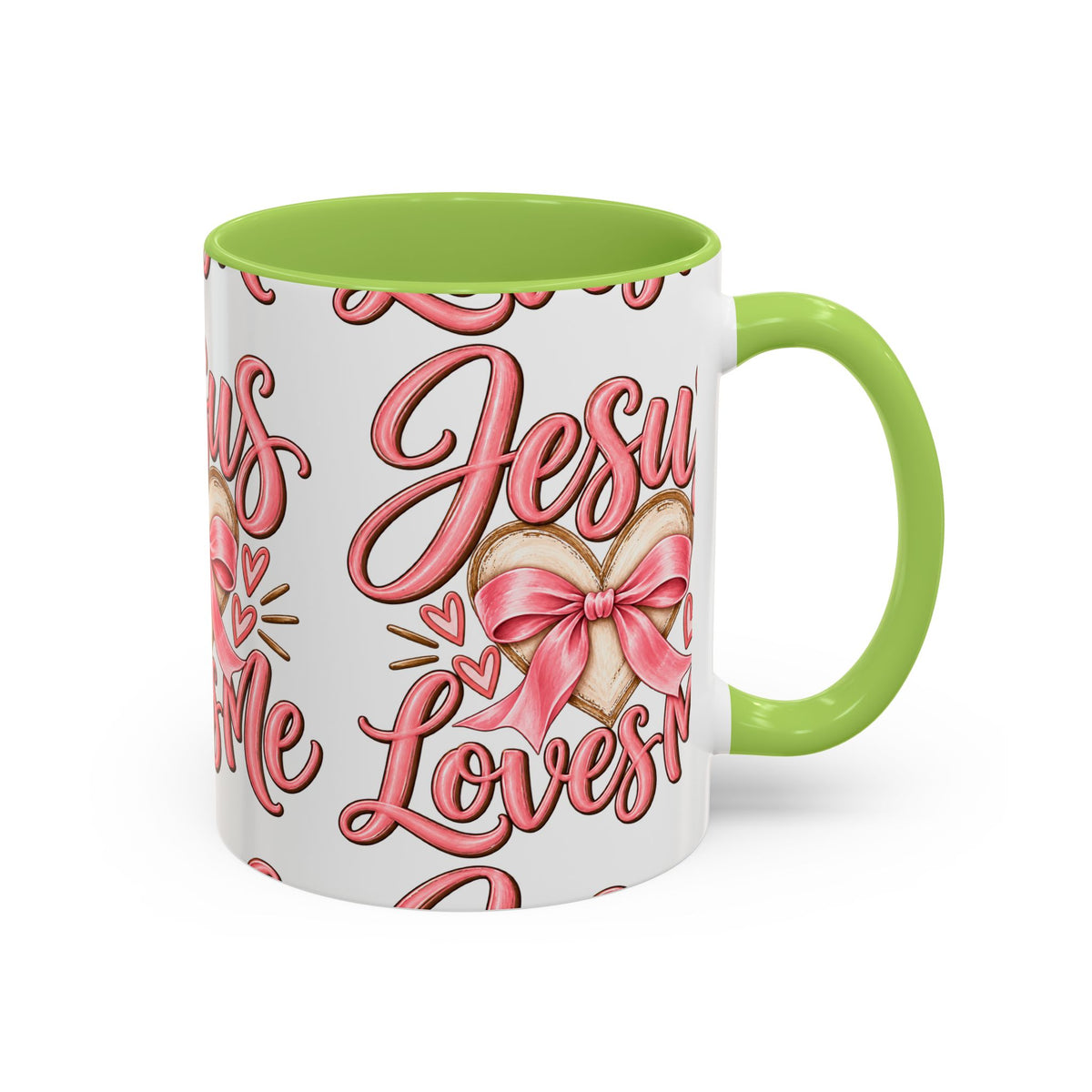 Jesus Loves Me Pink Heart Accent Coffee Mug – Christian Valentine Gift (11/15oz)