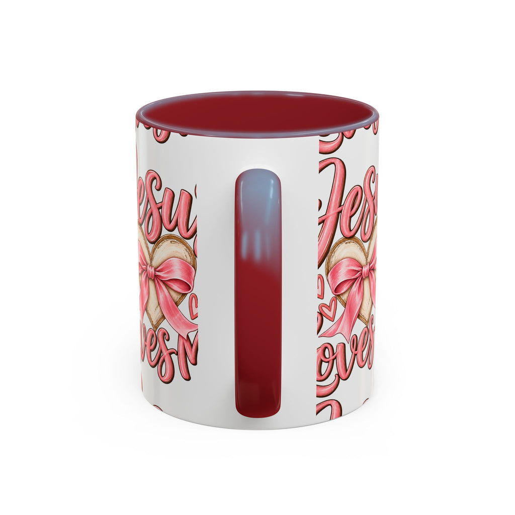 Jesus Loves Me Pink Heart Accent Coffee Mug – Christian Valentine Gift (11/15oz)