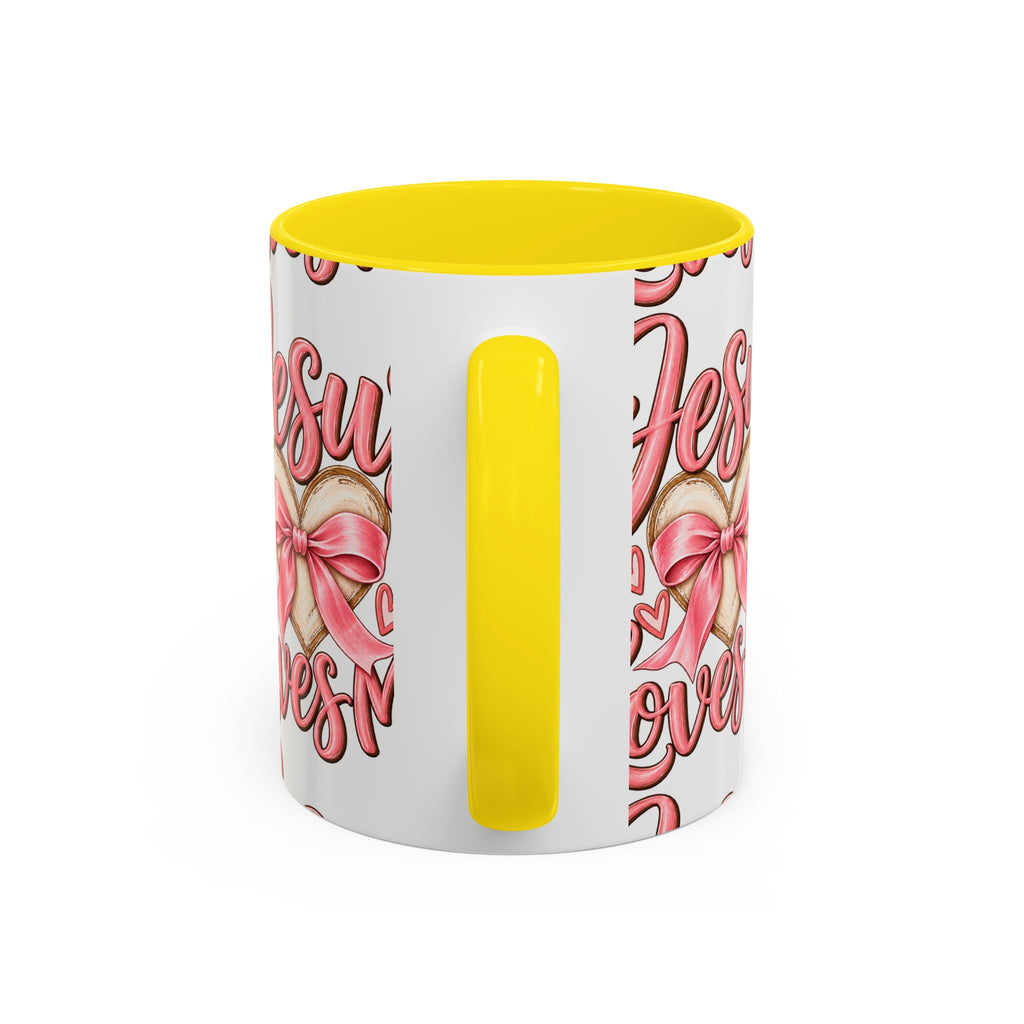 Jesus Loves Me Pink Heart Accent Coffee Mug – Christian Valentine Gift (11/15oz)