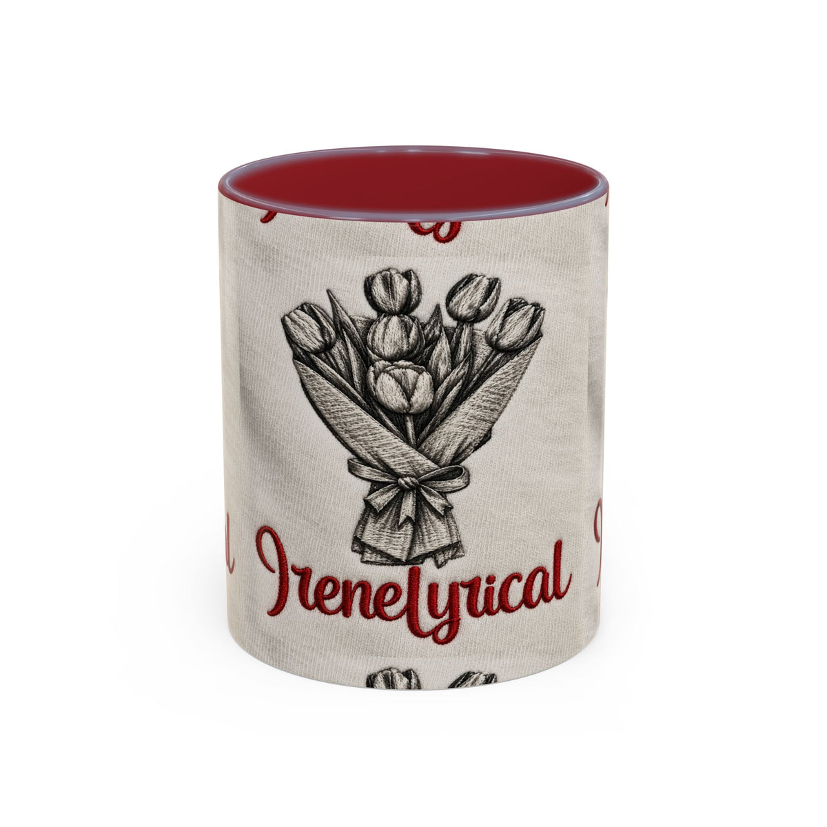 IreneLyrical Floral Accent Coffee Mug – Tulip Bouquet Design (11/15 oz)