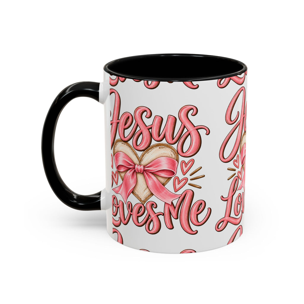 Jesus Loves Me Pink Heart Accent Coffee Mug – Christian Valentine Gift (11/15oz)