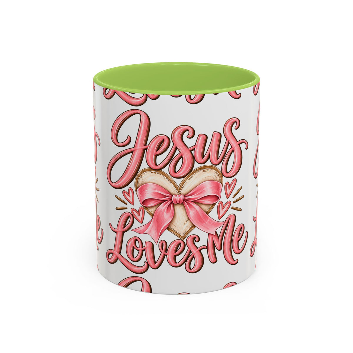 Jesus Loves Me Pink Heart Accent Coffee Mug – Christian Valentine Gift (11/15oz)