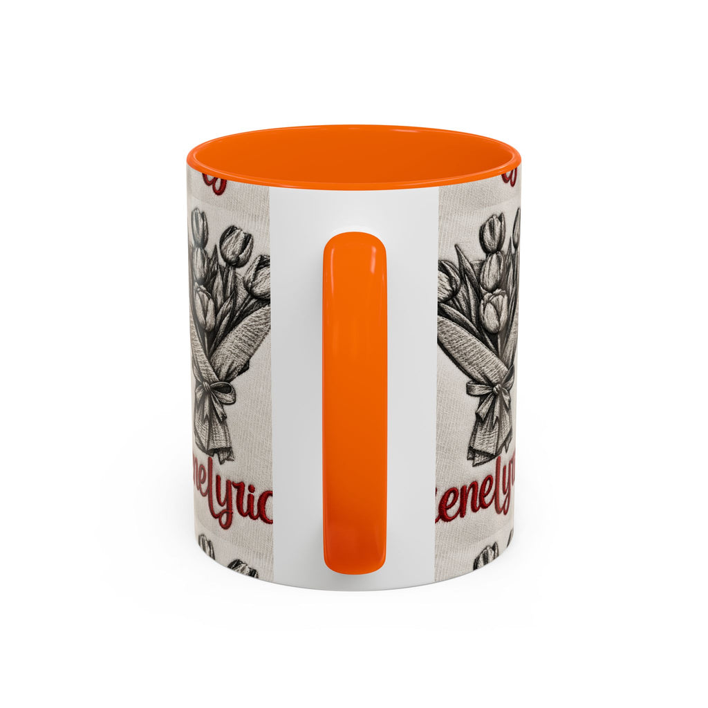 IreneLyrical Floral Accent Coffee Mug – Tulip Bouquet Design (11/15 oz)