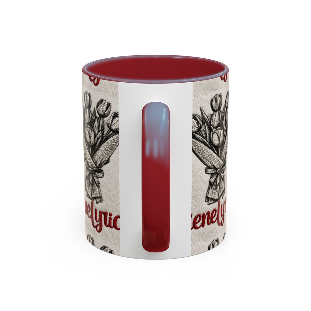IreneLyrical Floral Accent Coffee Mug – Tulip Bouquet Design (11/15 oz)