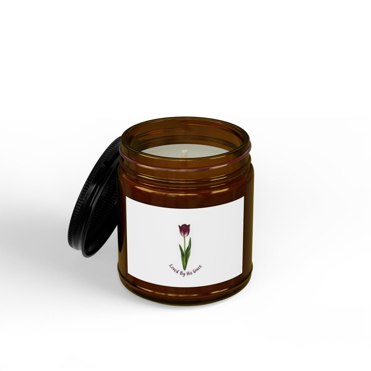 Soy Jar Candle — Tulip Scented Soy Candle with Black Lid (4oz & 9oz)