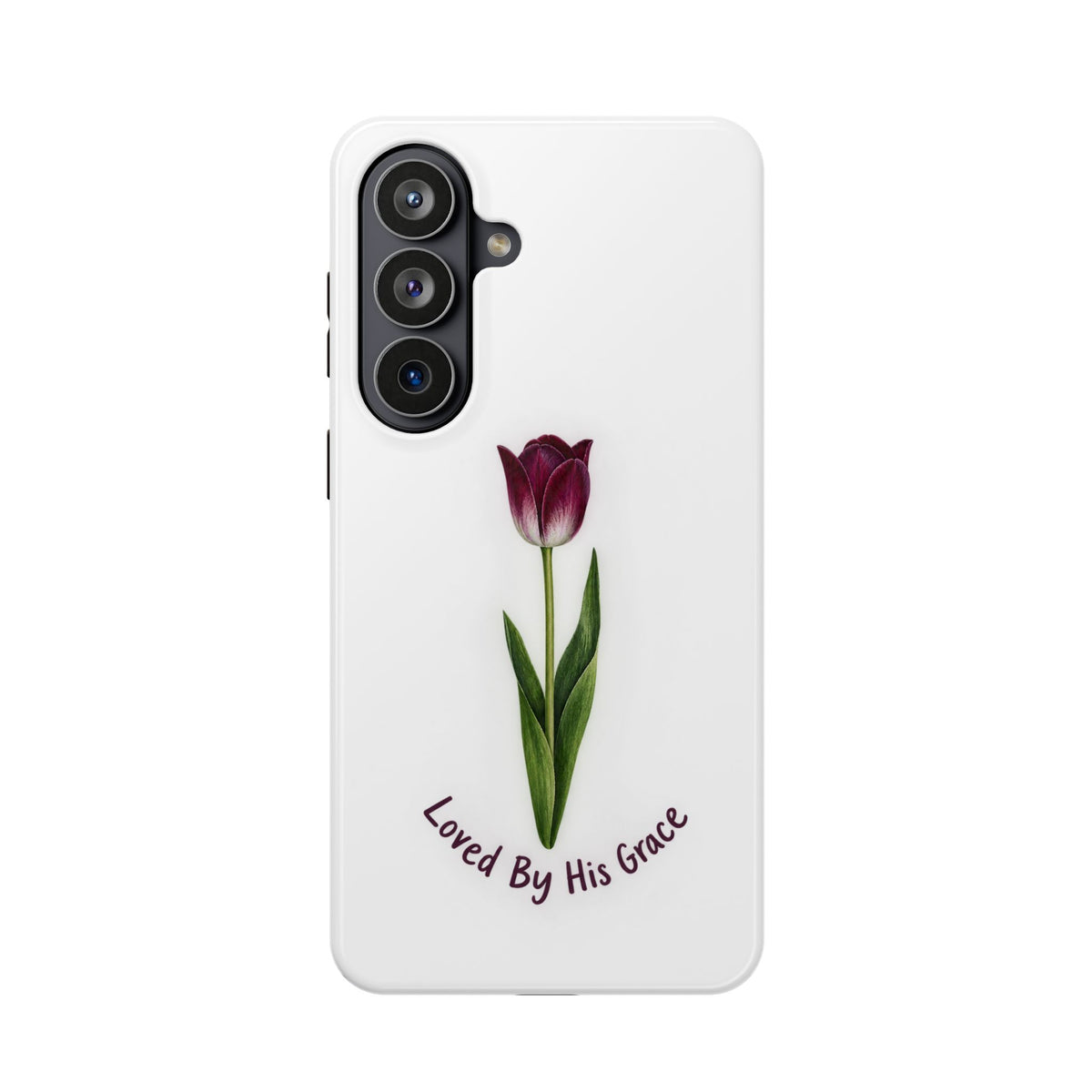Impact-Resistant Phone Case — “Loved By His Grace” Tulip Design