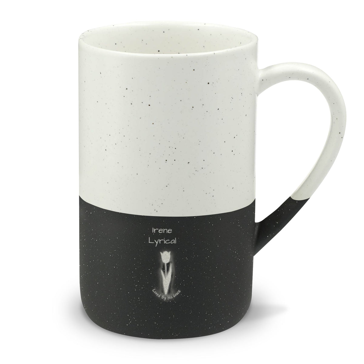 Speckled Ceramic Coffee Mug — 13oz Two-Tone Engraved 'Lyricd' Design