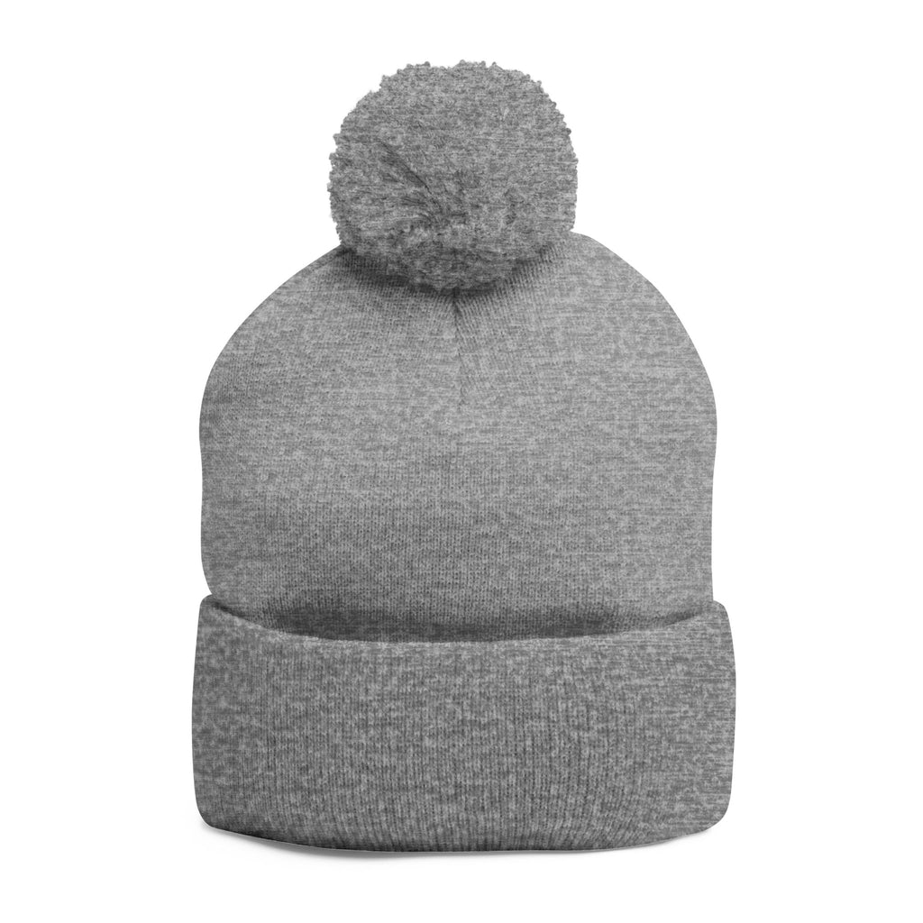 Embroidered Matchstick Pom-Pom Knit Cap — Cozy Winter Beanie with Flame Patch