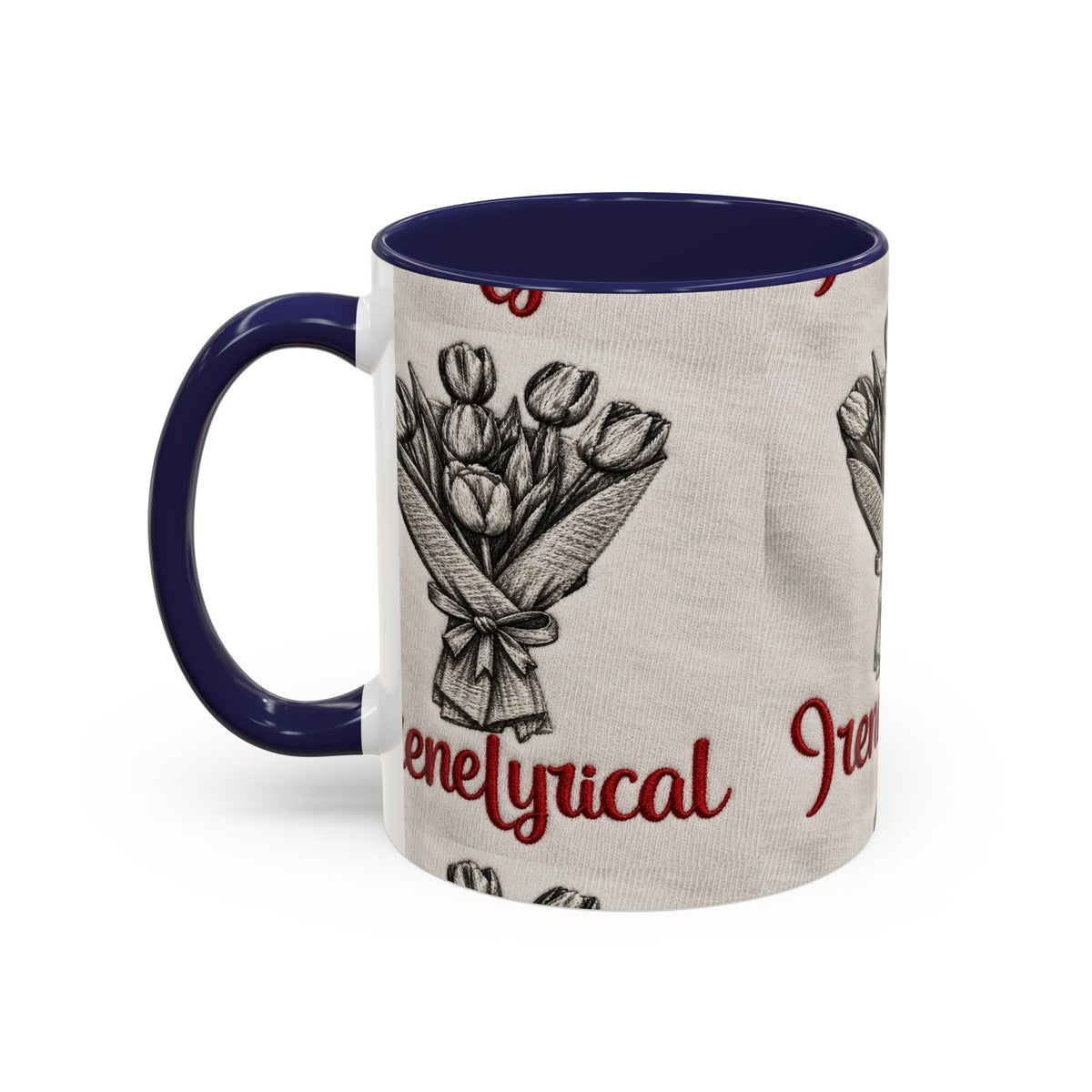 IreneLyrical Floral Accent Coffee Mug – Tulip Bouquet Design (11/15 oz)