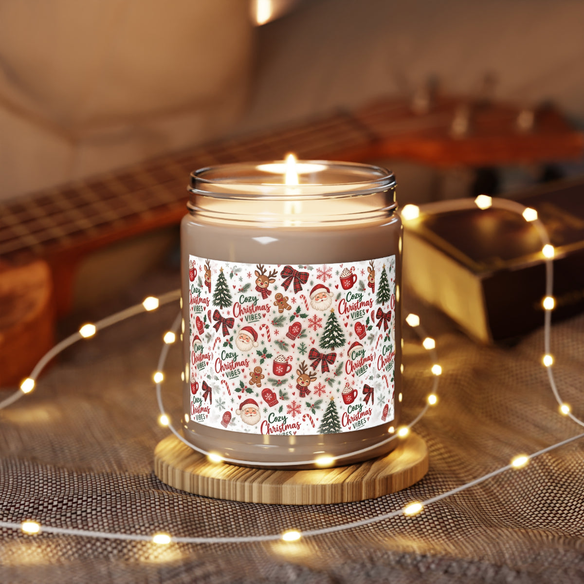 Christmas Cozy Soy Candle — 9oz Scented Jar ("Cozy Christmas Wishes")