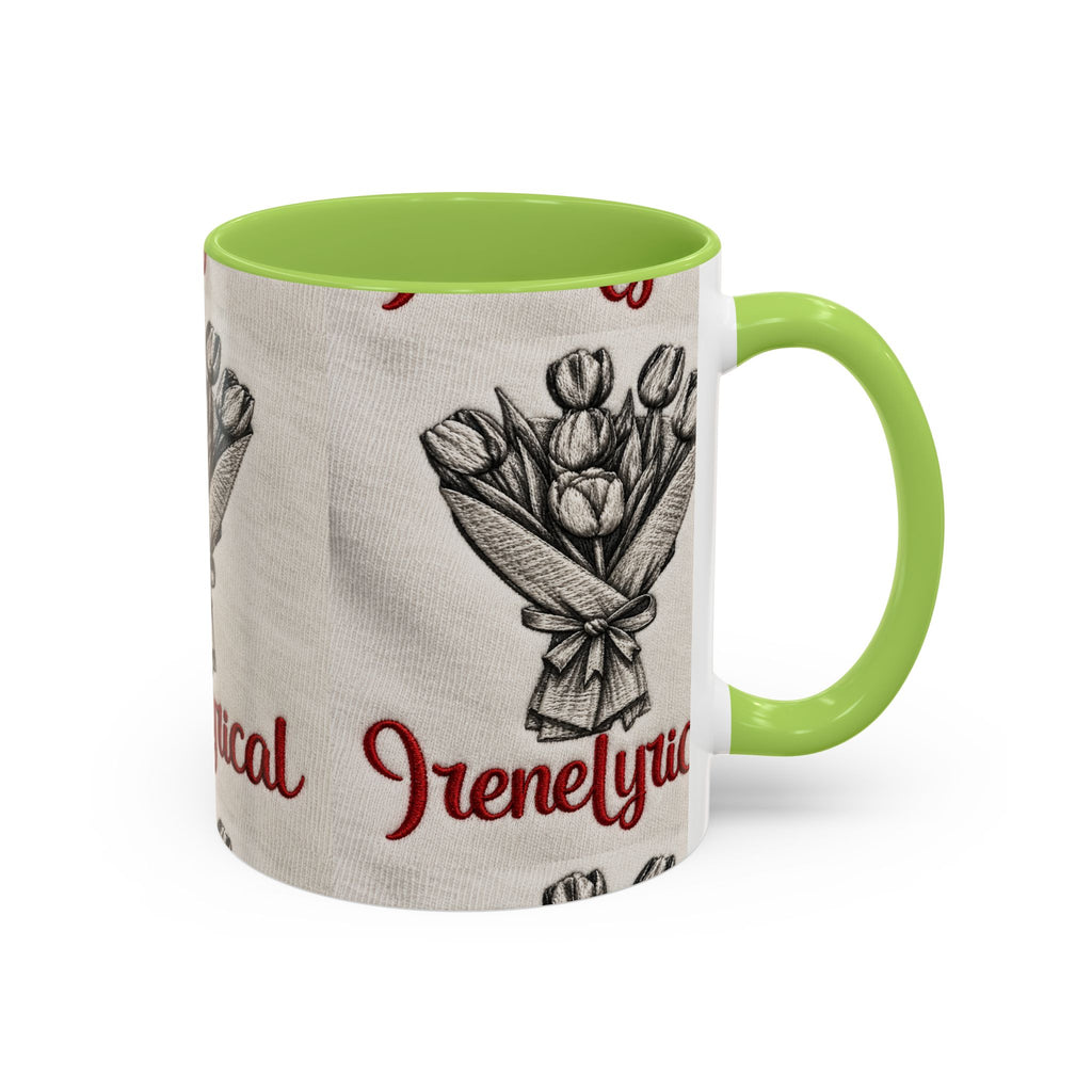 IreneLyrical Floral Accent Coffee Mug – Tulip Bouquet Design (11/15 oz)
